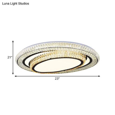 Modern Led Flushmount Crystal Ceiling Light With Black Finish