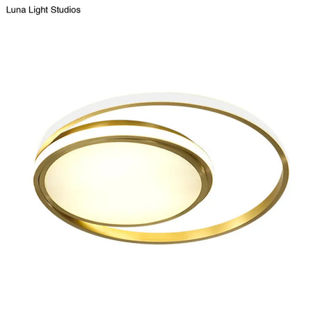Modern Led Flushmount Light With Gold Finish And Acrylic Shade