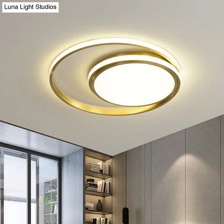 Modern Led Flushmount Light With Gold Finish And Acrylic Shade