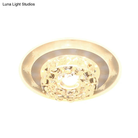 Modern Led Flushmount Recessed Lighting: Geometric & Round Crystal Ceiling Light For Foyer