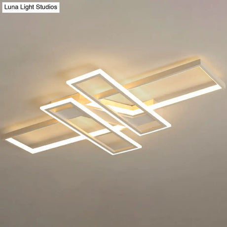 Modern Led Frame Ceiling Mount Light For Living Room - Acrylic Semi Flush Fixture White / 35.5