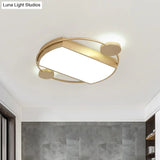 Modern Led Gold Ceiling Flush Mount Metal Round & Rectangle Light Fixture 16’/19.5’ Wide