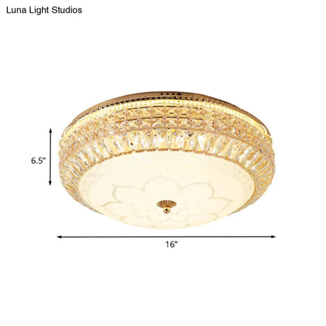 Modern Led Gold Crystal Flush Mount For Living Room