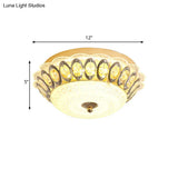 Modern Led Gold Flush Mount Fixture With Clear Crystal Flowers For Living Room