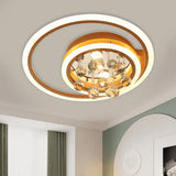 Modern Led Gold Flush Mount Lamp With Crystal Shade - Triangle/Round/Loving Heart Design / Round