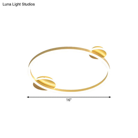Modern Led Gold Halo Flushmount Ceiling Lamp In White/Warm Light 16’/19.5’ Dia