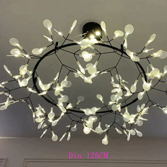 Modern Led Lamp Firefly Tree Branch Leaf Pendant Light Round Flower Suspension Lamps