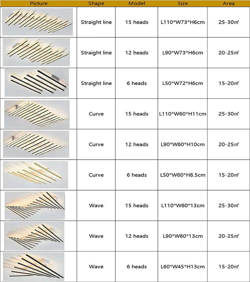 Modern Led Living Room Ceiling Lamp Simple Nordic Creative Square Line Restaurant Light In The