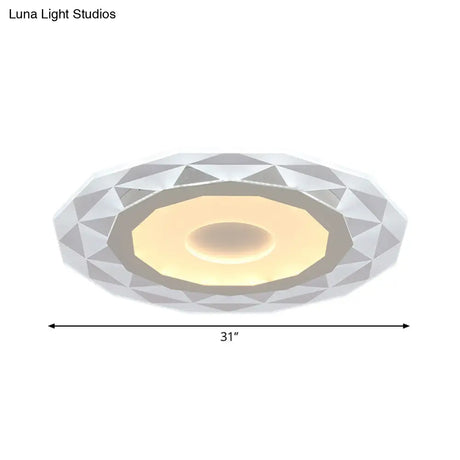 Modern Led Living Room Flush Mount Light With Diamond-Shaped Acrylic Shade -