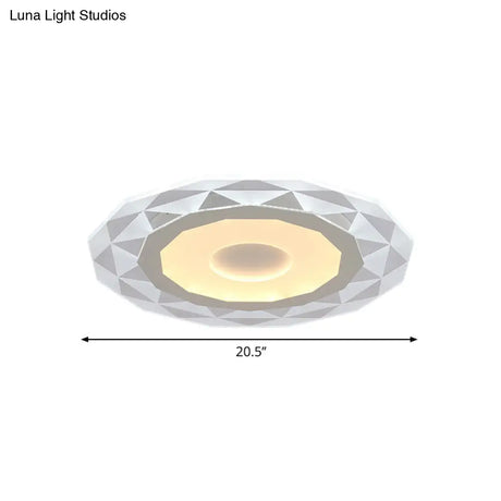 Modern Led Living Room Flush Mount Light With Diamond-Shaped Acrylic Shade -