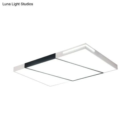Modern Led Metal Ceiling Light For Bedroom - Warm/White Rectangular/Square Flush Mount