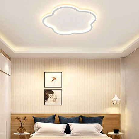Modern Led Metal Flush Mount Ceiling Light Fixture For Flower Bedroom Illumination White / Warm