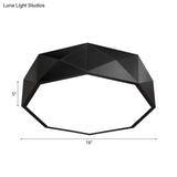 Modern Led Metal Flush Mount Lighting With Concave/Convex Shape - White/Black Ceiling