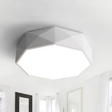 Modern Led Metal Flush Mount Lighting With Concave/Convex Shape - White/Black Ceiling