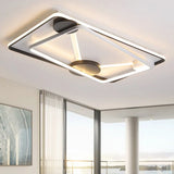 Modern Led Metal Semi Flush Mount Lamp - 16’/19.5’/35.5’ Wide Black And White