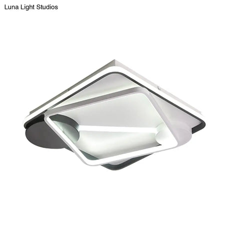 Modern Led Metal Semi Flush Mount Lamp - 16’/19.5’/35.5’ Wide Black And White