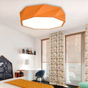 Modern Led Octagon Game Room Ceiling Light - Acrylic Flat Mount Orange / 16.5’
