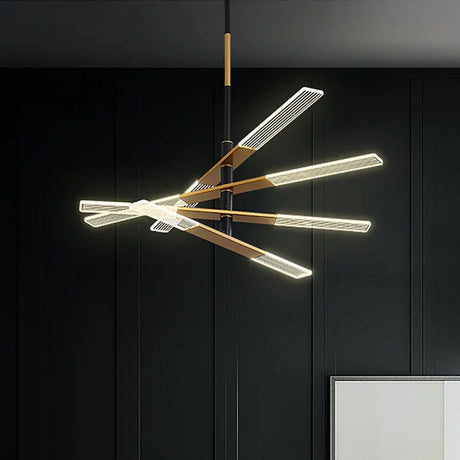 Modern Led Pendant Chandelier In Black-Gold Warm/White Light - 31.5’/35.5’ Wide / 35.5’ Warm