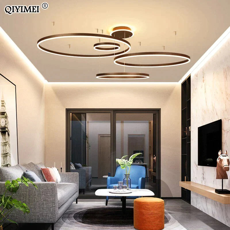 Modern Led Pendant Lights For Living Dining Room Dimmable Suspension Luminaire Suspendu Circular