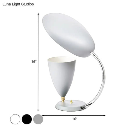Modern Led Reading Lamp: Adjustable Arm Iron Sharp Tongue & Cone Design White/Black/Grey