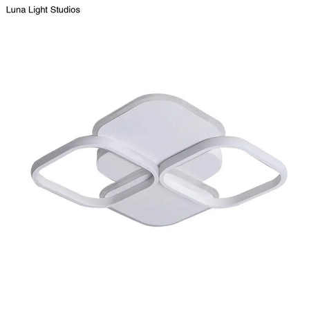 Modern Led Rhombus Ceiling Light In White/Black 16’/19.5’ Wide Flush Mount Acrylic Lamp