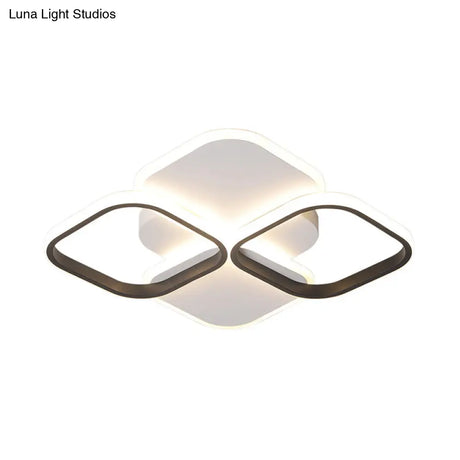 Modern Led Rhombus Ceiling Light In White/Black 16’/19.5’ Wide Flush Mount Acrylic Lamp
