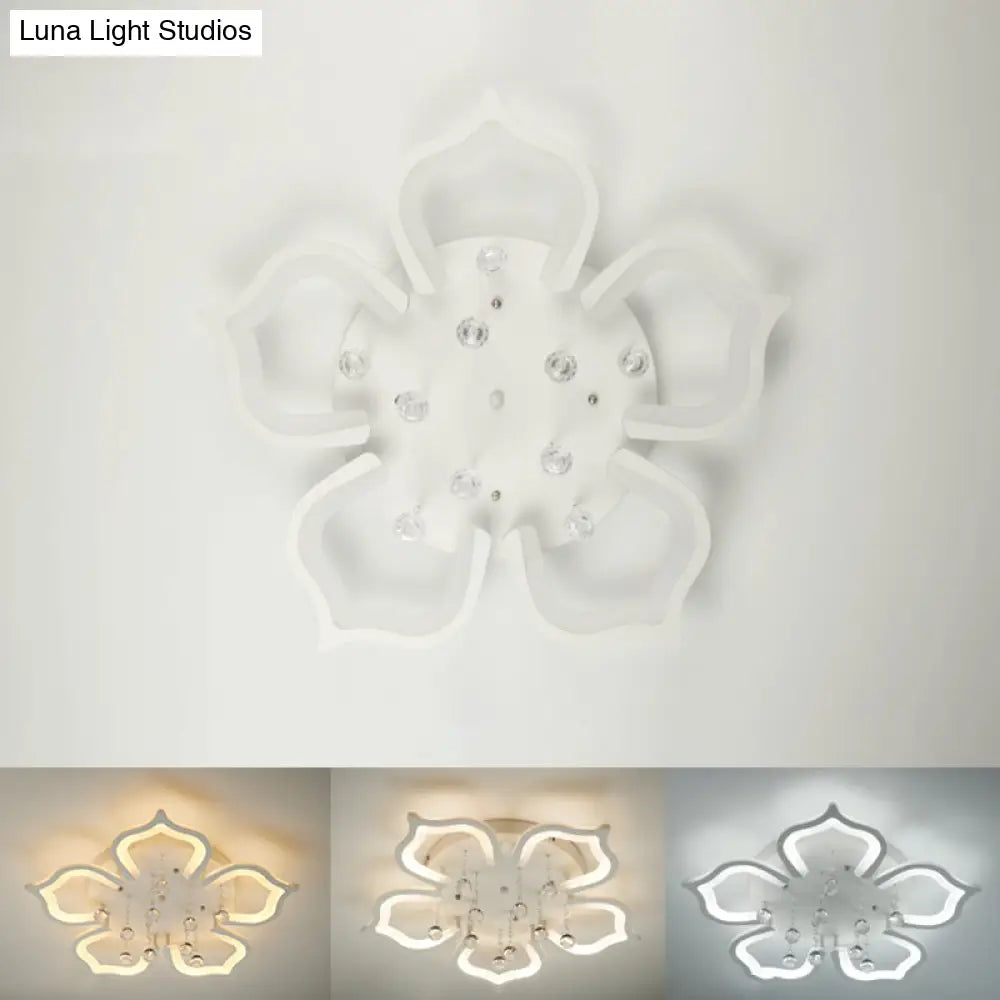 Modern Led Semi Flush Ceiling Light With Crystal Accents