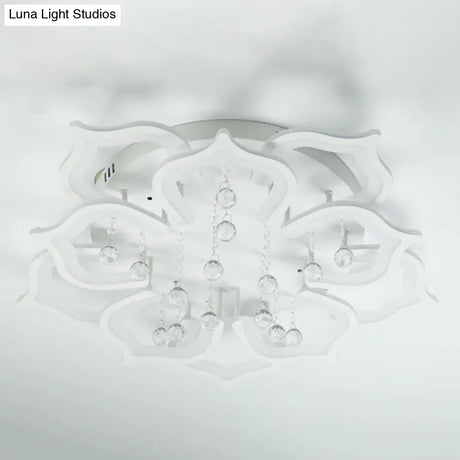 Modern Led Semi Flush Ceiling Light With Crystal Accents