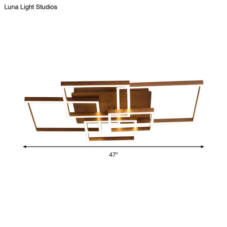 Modern Led Square Acrylic Ceiling Light - 39’/47’ Wide Brown Semi Flush Mount In Warm/White