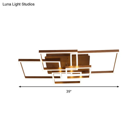 Modern Led Square Acrylic Ceiling Light - 39’/47’ Wide Brown Semi Flush Mount In Warm/White
