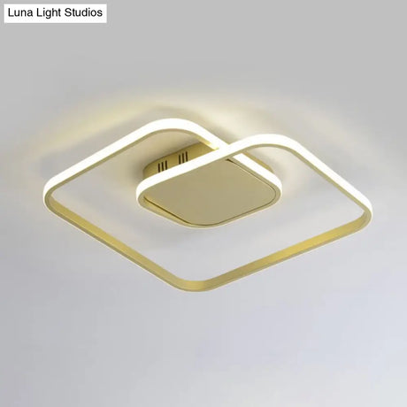 Modern Led Square Flush Ceiling Light In White/Black/Gold For Bedroom Acrylic Design Warm/White