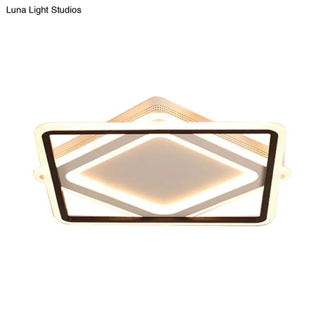 Modern Led Square Metal Flush Mount Ceiling Light In White/Warm 16.5’/19.5’/23.5’ Wide