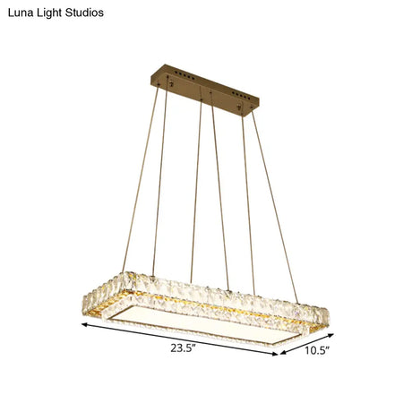 Modern Led Suspension Light: Clear Crystal Rectangle Blocks For Dinning Room & Kitchen Island