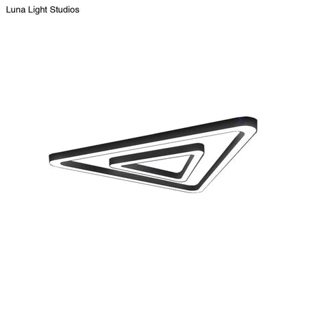 Modern Led Triangular Gym Ceiling Hang Light In Black - Metallic Chandelier Lighting