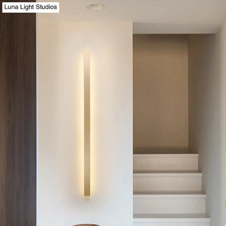Modern Led Wall Sconce Lamp - Simple Linear Stairway Light In Gold White/Warm/Natural