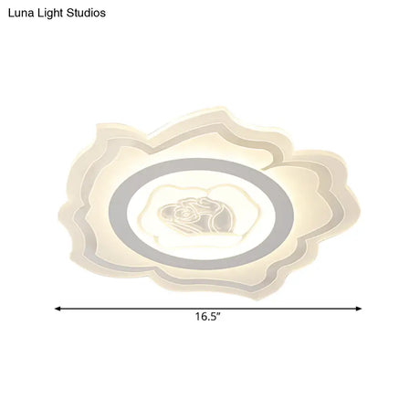 Modern Led White Acrylic Flush Mount Light Fixture With Warm/White Lighting