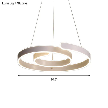 Modern Led White Chandelier Pendant: Twisting Acrylic Ceiling Light In Warm/White