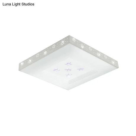 Modern Led White Flush Ceiling Light With Flower Pattern - White/Warm/3 Color Options
