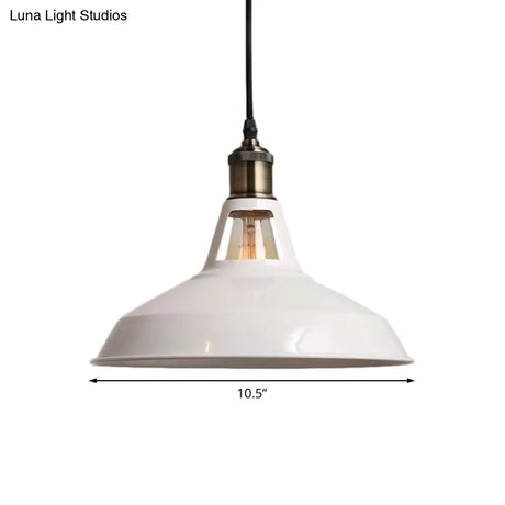 Modern Loft Style Barn Shade Pendant Ceiling Light 10.5’/12’/15’ W In Black/White For Dining