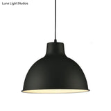 Modern Loft Style Dome Ceiling Light - 12’/14’ Dia Adjustable Cord Black/White