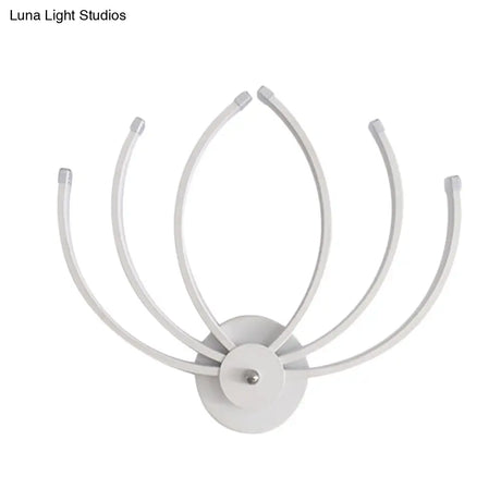 Modern Lotus Wall Sconce Led Bedside Light In White With Linear Design Warm/White Glow