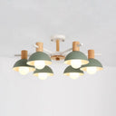 Modern Macaroon Dome Hanging Pendant Light Fixture With 6 Bulbs For Living Room Green