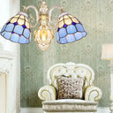Modern Mediterranean Wall Sconce With Light Blue Glass Shade - 2 Head Mount For Restaurants