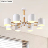 Modern Metal And Wood Cylinder Hanging Lamp For Living Room