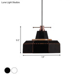 Modern Metal And Wood Pendant Light With Cylinder/Diamond Shade - 1 Black/White