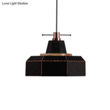 Modern Metal And Wood Pendant Light With Cylinder/Diamond Shade - 1 Black/White