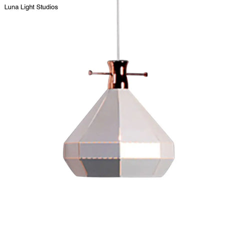 Modern Metal And Wood Pendant Light With Cylinder/Diamond Shade - 1 Black/White