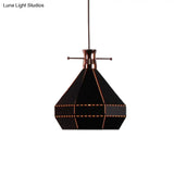Modern Metal And Wood Pendant Light With Cylinder/Diamond Shade - 1 Black/White