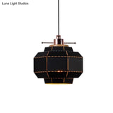 Modern Metal And Wood Pendant Light With Cylinder/Diamond Shade - 1 Black/White