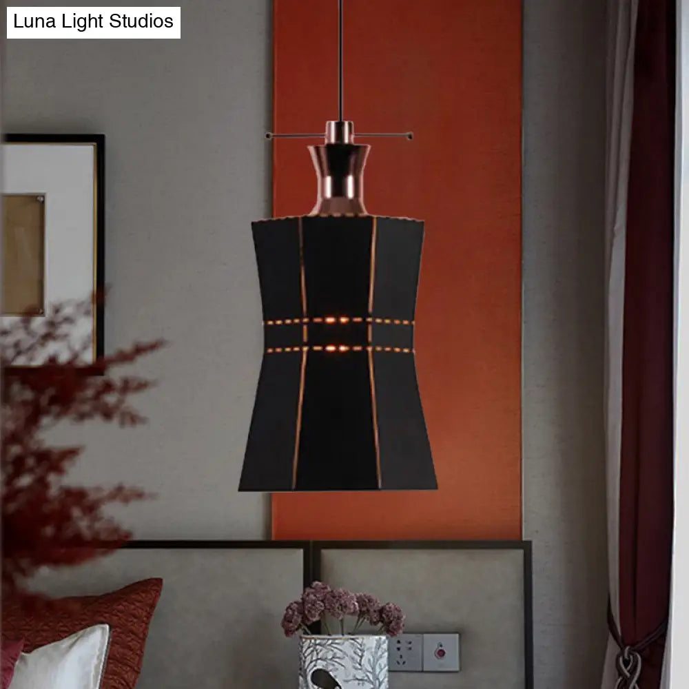 Modern Metal And Wood Pendant Light With Cylinder/Diamond Shade - 1 Black/White
